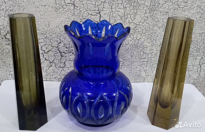 Вазы из цветного стекла СССР