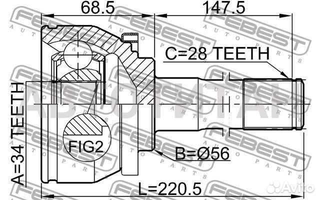 Шрус наружный 34X56X28 hyundai terracan 2001- (GEN