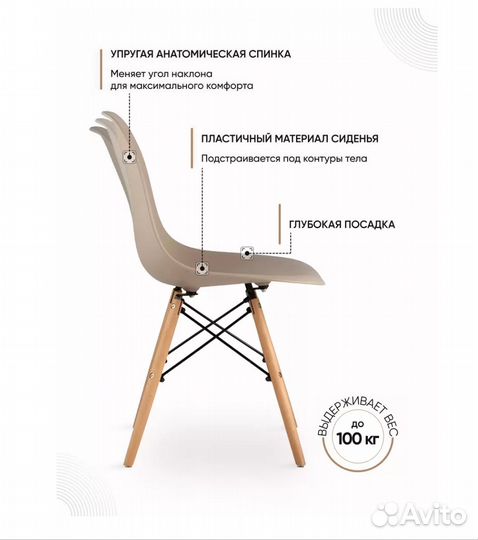 Без дефектов бежевые стулья Eames новые лофт