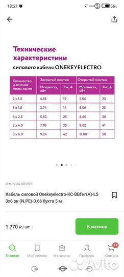 Электрический кабель 3*6