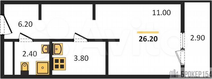 Квартира-студия, 26,7 м², 5/9 эт.