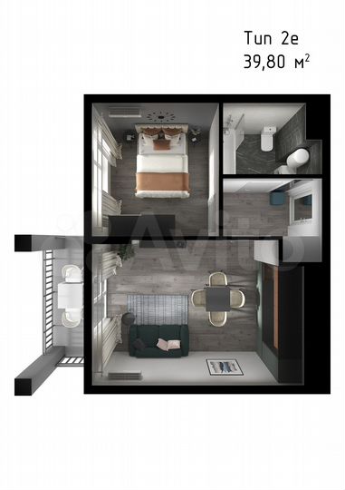 1-к. квартира, 39,8 м², 3/5 эт.