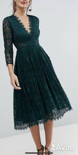 Платье вечернее миди зеленое ASOS