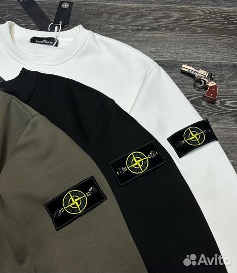 Свитшот Stone Island на флисе мужской тёплый