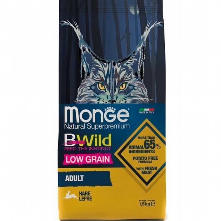 Сухой корм Monge Cat BWild LOW Hare 1,5 кг