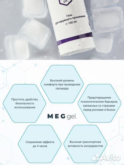 Крем анестетик Мег гель(Meg gel) без лидокаина