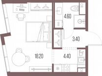 Квартира-студия, 30,6 м², 15/57 эт.