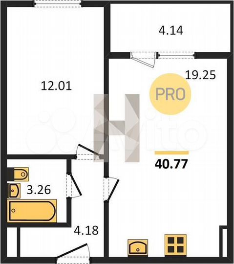 1-к. квартира, 40,8 м², 1/10 эт.