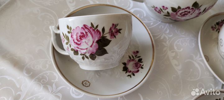 Чайный кофейный сервиз 6 персон. Чайник, сахарница