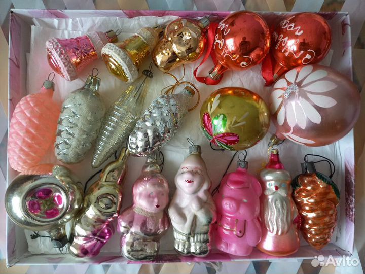 Елочные игрушки СССР фигурки, шары, шишки