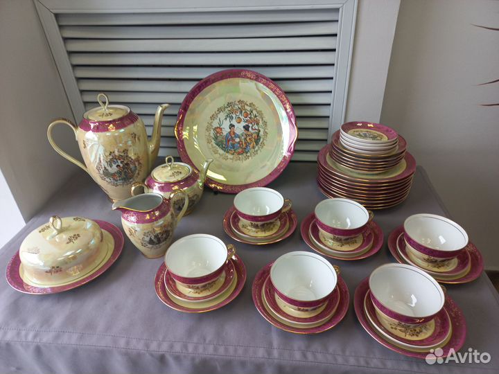 Чайный сервиз Гейша Фарфор BES ГДР Роспись Позолот