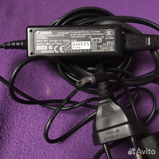 Зарядное устройство (блок питания) canon CA-DC20E