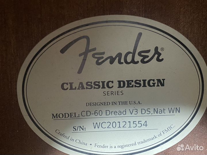 Акустическая гитара fender cd 60