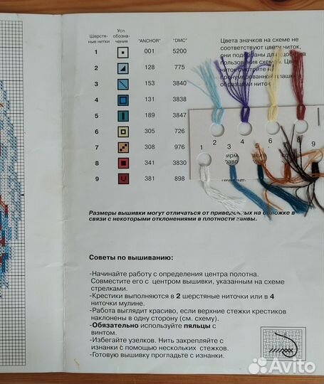 Схемы для вышивания крестом и образцы ниток