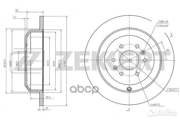 Диск тормозной задн. Kia Mohave 07- bs-6588 Zek