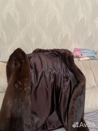 Полушубок норка натуральный мех,коричневая
