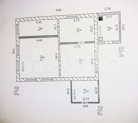 Дом 62,1 м² на участке 13,4 сот.