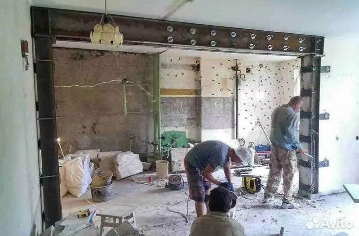 Снос стен,устройство дверных и оконных проемов