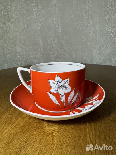 Чайная пара РСФСР вербилки 1946 год красная