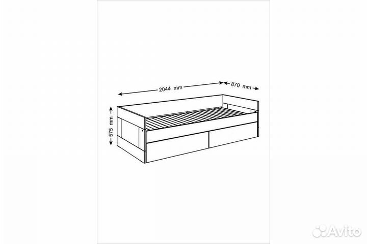 Сириус кровать раздвижная с ящиками 80x200 см бела