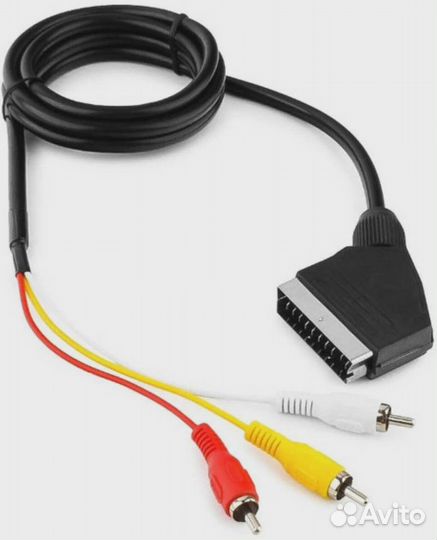 Кабель scart in/out-3 RCA 1м