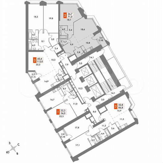 2-к. квартира, 71 м², 7/47 эт.