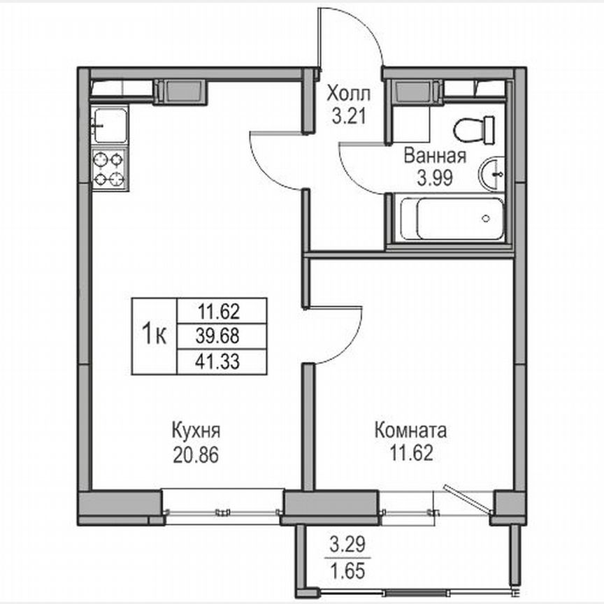 1-к. квартира, 41,3 м², 18/23 эт.