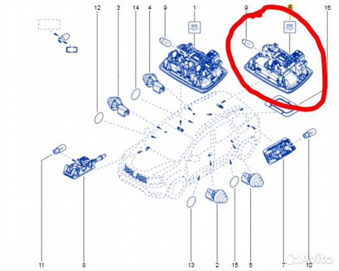 Подсветка салона, плафон Renault Duster HJD