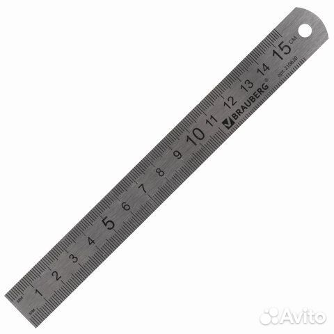 Линейка металлическая 15 см, brauberg, европодвес