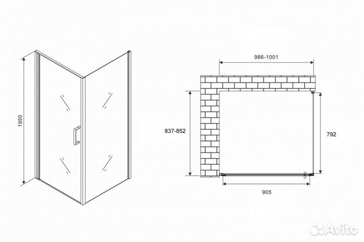 Душевое ограждение Abber Sonnenstrand AG04100B-S85