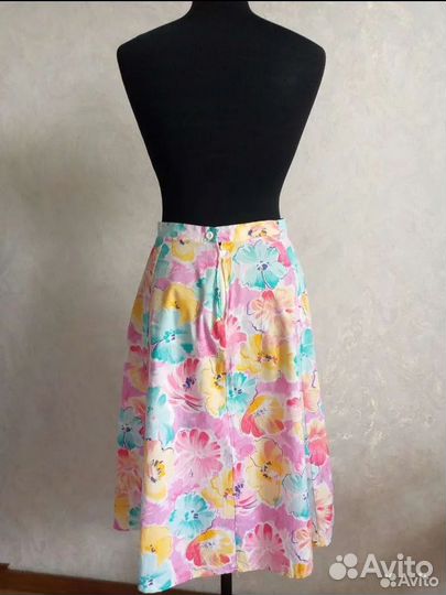 Винтажная юбка с цветочным принтом хлопок