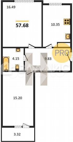 2-к. квартира, 57,7 м², 3/9 эт.