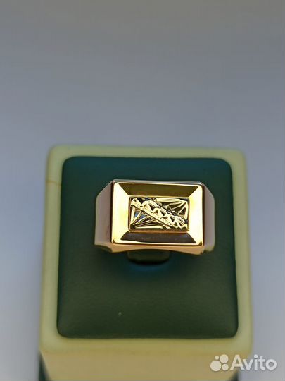 Мужское золотое кольцо, печатка, 583 проба, СССР