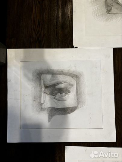 Картина рисунок части лица Давида карандашом