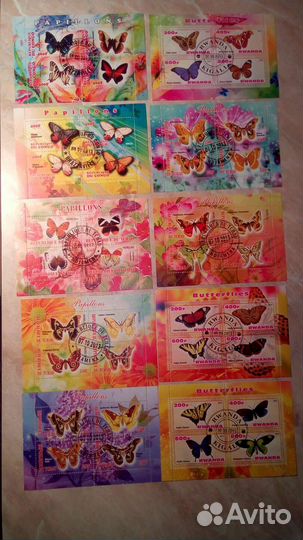 Марки блоки бабочки