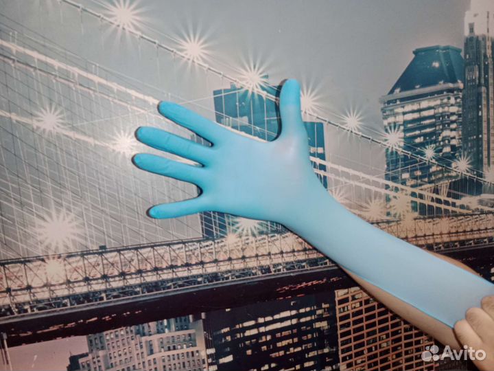 Перчатки нитриловые Foxy Gloves голубые