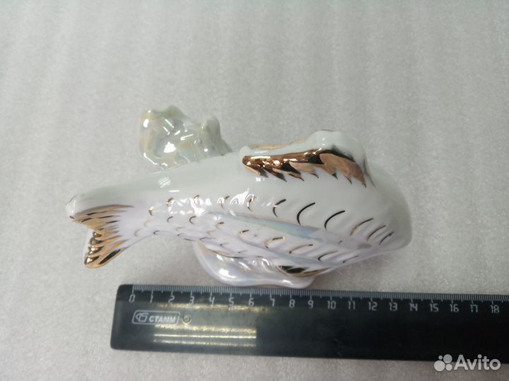 Фарфоровая статуэтка рыба карп Завод Дулево 1967г