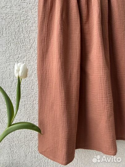 Терракотовая юбка из муслина