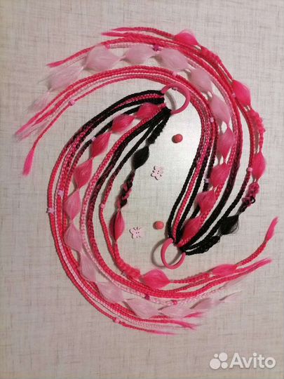 Афрорезинки, 3D косы-съёмные,крабики с косами