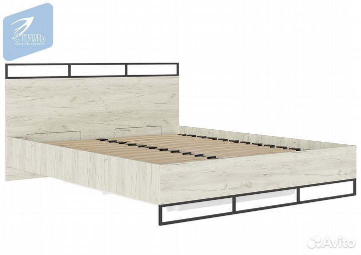 Лофт Кровать с ортопедом Дуб Крафт Белый