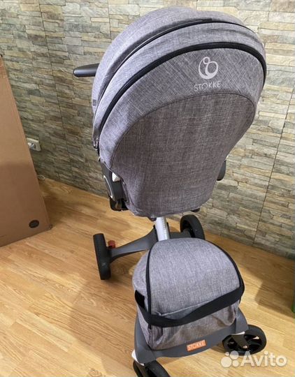 Коляска Stokke xplory v5 3в1 с чёрными колёсами