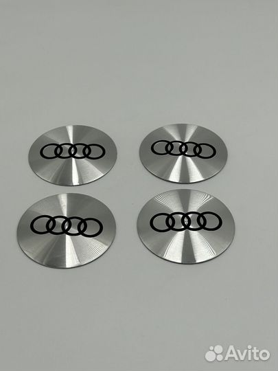 Наклейки на колёсные диски Audi 65мм хром