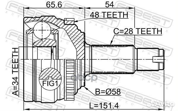 Шрус наружный 34x57.9x28 1410-kora48 Febest