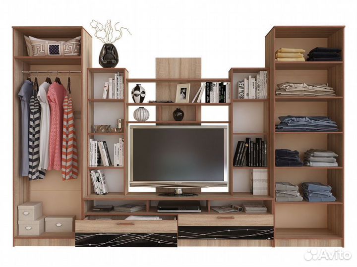 Гостиная со стеклом с художественном рисунком