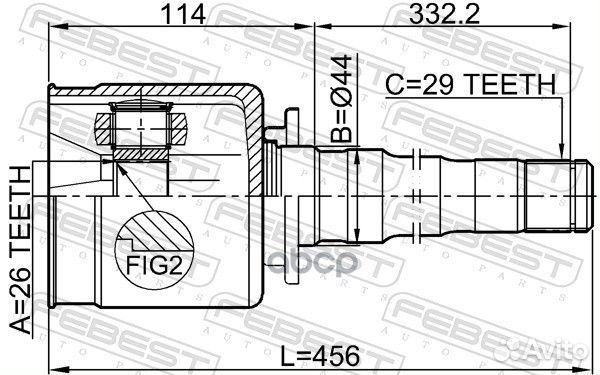 ШРУС внутренний правый 26x44x29 (land rover DIS