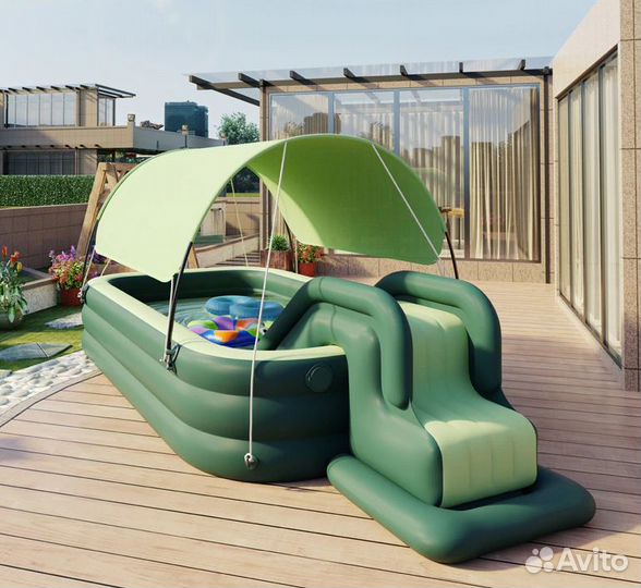 Детский надувной бассейн с горкой