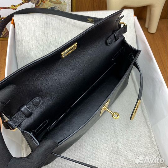 Сумка hermes kelly Elan GHW Black Chevre Mysore