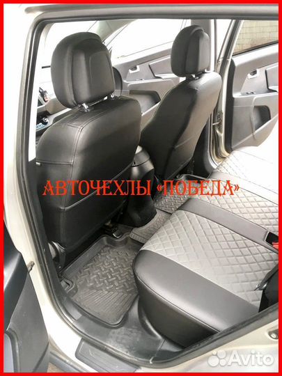 Чехлы Kia Sportage 3 из экокожи чёрно-серые Ромб