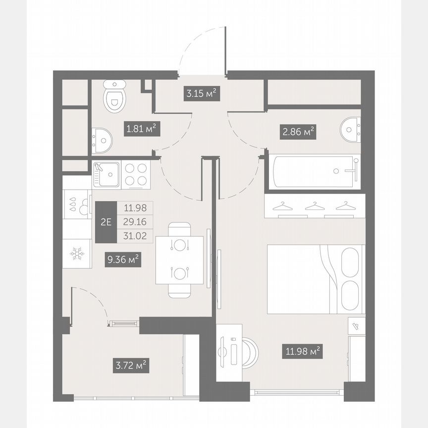 1-к. квартира, 31 м², 10/10 эт.