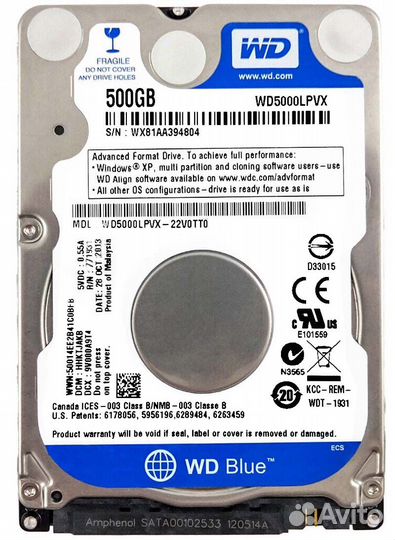 Жесткий Диск Western Digital WD5000lpcx 500Gb SATA